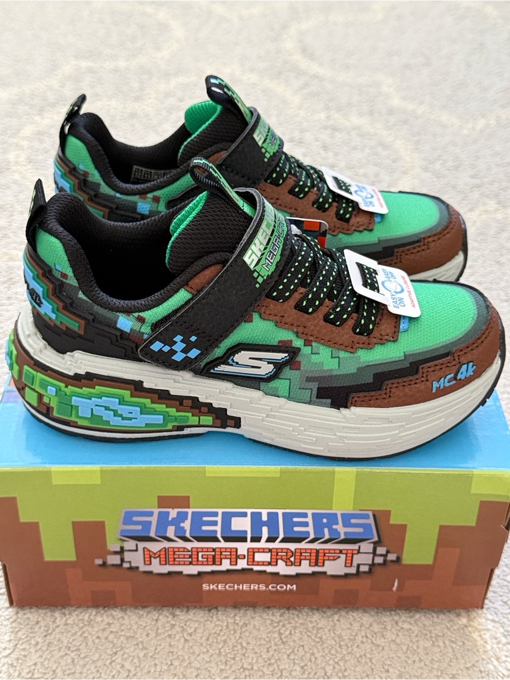 NIB 💚 Skechers Mega-Craft® 4K Boys' Sneakers | Brown Green Sz 12 Toddler